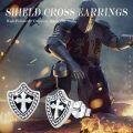 wholesale 925 Sterling Silver Shield Cross Stud Earrings - Religious Jewelry for Women and Men-0-3