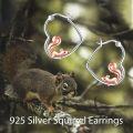 wholesale 925 Sterling Silver Squirrel Heart Hoop Dangle Earrings Cute Animal s for Women-0-5