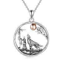 wholesale 925 Sterling Silver Wolf And Maiden Pendant With Moon Charm-Style 2