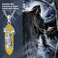 wholesale 925 Sterling Silver Yellow Agate Grim Reaper Skull Pendant Necklace-0-4