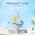 wholesale 925 Sterling Silver Blue Opal Wave Sun Pendant Necklace-0-1