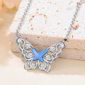wholesale 925 Sterling Silver Opal Butterfly Necklace for Women Dainty Charm Jewelry Blue Glitter Pendant Necklace-0-1