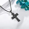 wholesale Black 925 Sterling Silver Celtic Knot Cross Pendant Necklace for Men & Women-0-1
