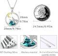 wholesale 925 Sterling Silver Abalone Shell Moon and Wolf Pendant Necklace for Women-0-4