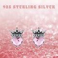 wholesale 925 Sterling Silver Pink Crystal Crown Heart Stud Earrings - Gifts for Daughters & Granddaughters-0-5