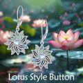 wholesale 925 Sterling Silver Abalone Shell Moonstone Lotus Leaf Leverback Earrings 4cm Long-0-1