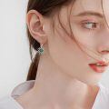 wholesale 925 Sterling Silver Celtic Knot Green Crystal Four-Leaf Clover Leverback Drop Earrings-0-1