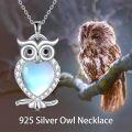 wholesale 925 Sterling Silver Red Crystal Heart Owl Pendant Necklace-0-11