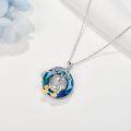 wholesale 925 Sterling Silver Blue Crystal Duck Family Pendant Necklace for Women Girls-0-2