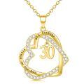 TOUPOP 925 Sterling Silver Gold Plated Zircon Forever Love Heart Pendant Necklace-0-0