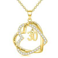 TOUPOP 925 Sterling Silver Gold Plated Zircon Forever Love Heart Pendant Necklace-undefined