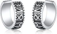 wholesale 925 Sterling Silver Norse Runes Viking Hoop Earring - No Piercing Needed-viking rune-3