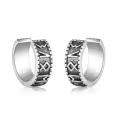wholesale 925 Sterling Silver Norse Runes Viking Hoop Earring Wholesale - No Piercing Needed-0-0