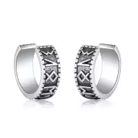 wholesale 925 Sterling Silver Norse Runes Viking Hoop Earring Wholesale - No Piercing Needed-viking rune-3