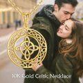 wholesale Gold 10K Celtic Knot Shamrock Pendant Necklace with Chain-0-5
