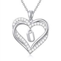 TOUPOP Sterling Silver Heart Initial A-Z Letter Pendant Necklace-undefined