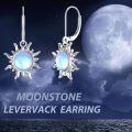 wholesale 925 Sterling Silver Blue Opal Sun Leverback Dangle Earrings-0-4