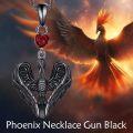 wholesale Black  Angel Wings Pendant with Red Rose Charm Gothic Jewelry for Women-0-1