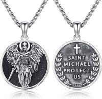 wholesale 925 Sterling Silver Saint Michael Protect Us Pendant Necklace -C-St. Michael