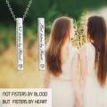 wholesale 925 Sterling Silver Vertical Bar Pendant Necklace Engraved True Friendship Heart Cutout For Women-0-16