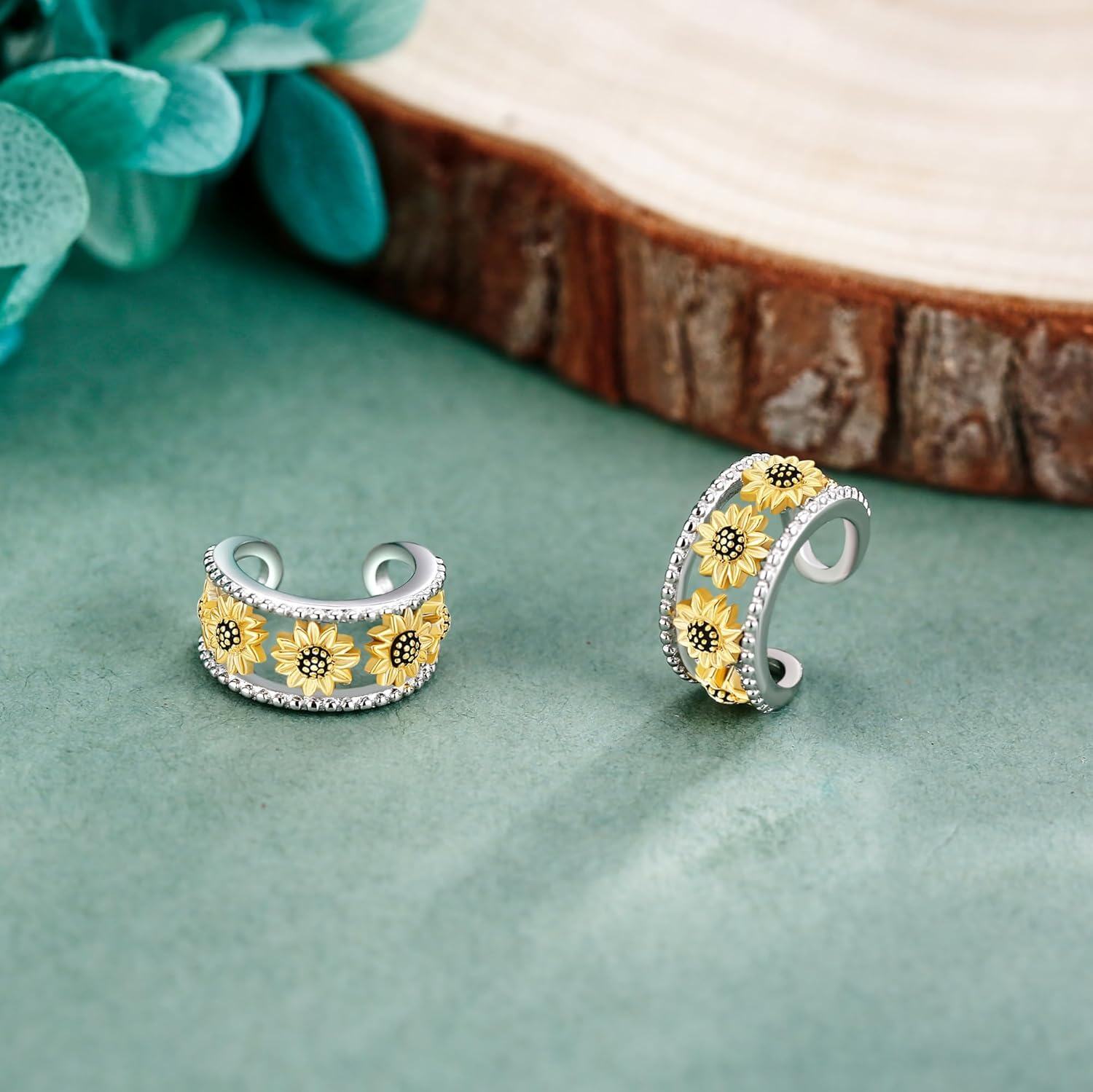 925 Sterling Silver Sunflower Filigree Open Hoop Earrings for Women and Men-0-2
