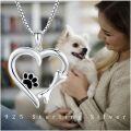 wholesale 925 Sterling Silver Heart-Shaped Pendant Necklaces with Black Enamel Dog Paw Print and Bone Design Gifts for Women-0-1