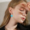 wholesale 925 Sterling Silver Heart-Shaped Genuine Turquoise Drop Earrings for Women-0-1