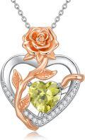 wholesale  Sterling Silver Rose Quartz Heart Pendant Necklace for Women -0-16
