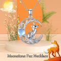 wholesale 925 Sterling Silver Fox Crescent Moon Pendant Necklace Wholesale With Moonstone-0-1