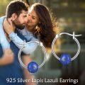 wholesale 925 Sterling Silver Round Blue Opal Hoop Earrings for Women-0-6