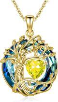 wholesale White Gold Yellow Gold Plated Sterling Silver Austrian Crystal Celtic Tree of Life Necklace-0-105
