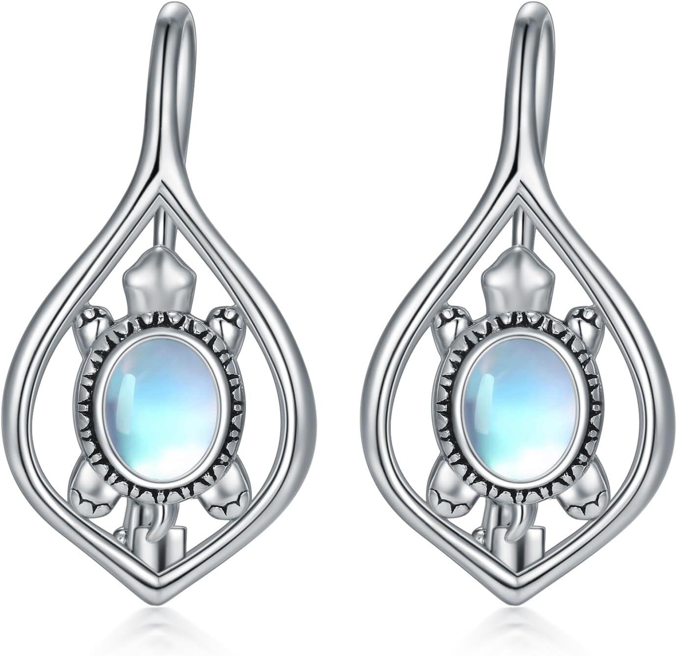 Sterling Silver Snowflake Daisies Sunflower Comedy Tragedy Mask Opera Mask Hummingbird Black Cat Dangle Earrings for Women-Sea Turtle-1