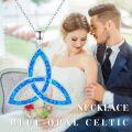 wholesale 925 Sterling Silver Blue Opal Celtic Trinity Knot Pendant Necklace for Women's Gifts-0-1