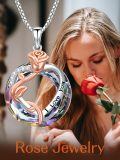 wholesale 925 Sterling Silver Rose Gold Rose I Love You Rainbow Crystal Pendant Necklace-0-1