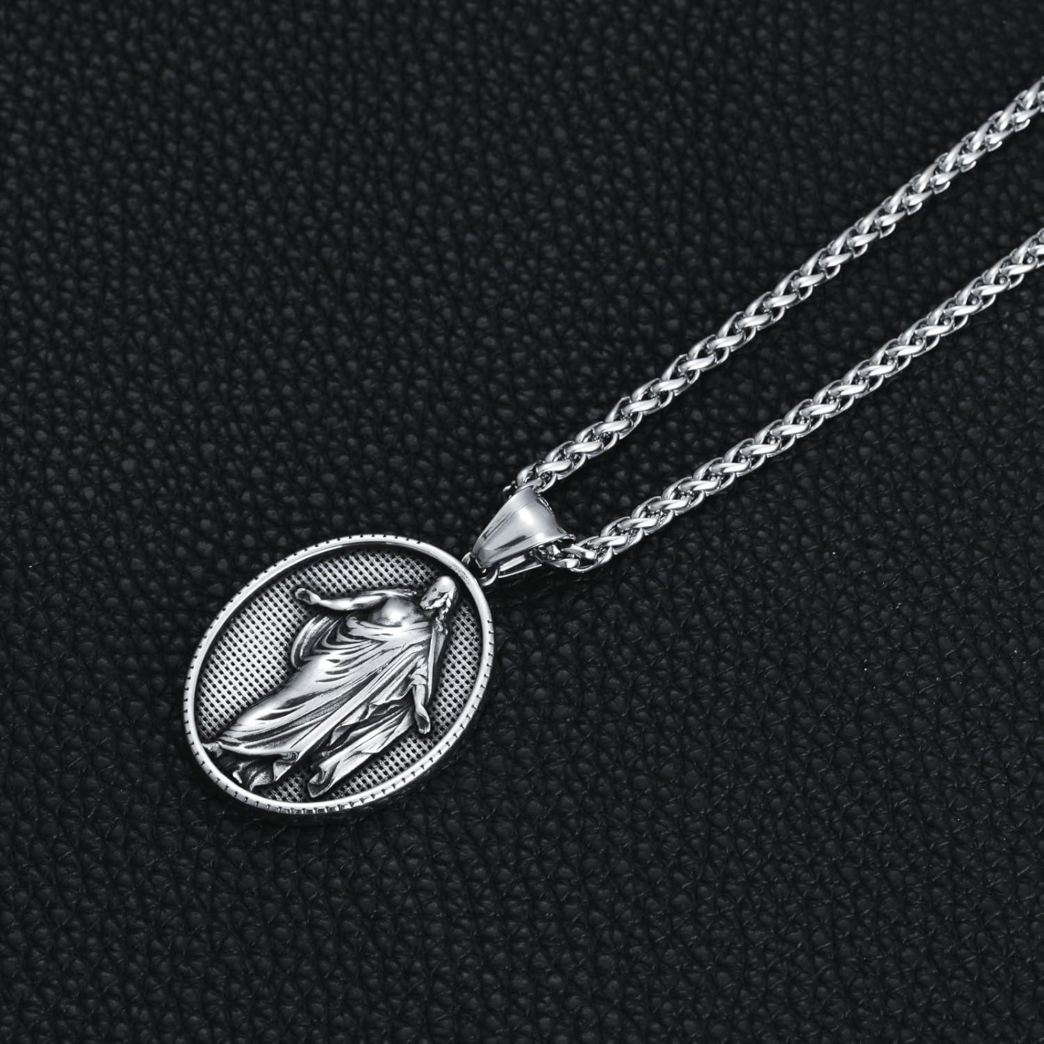 Stainless Steel Medal Saint Patron Necklace for Men Women Religious Gift-0-5