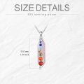 wholesale 925 Sterling Silver Pink Quartz Rainbow Stone Chakra Tree of Life Pendant Necklace for Women-0-2