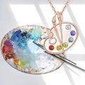 wholesale Rose Gold Palette Necklace with Paintbrushes and Crystals Graduation Jewelry for Women Class of 2023 Inspirational Gift-0-11