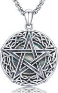 wholesale 925 Sterling Silver Abalone Shell Pentacle Pendant with Celtic Knot Design for Women and Men - Pagan Jewelry-0-0