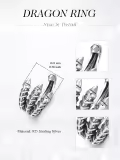 TOUPOP 925 Sterling Silver Adjustable Dragon Claw Ring Vintage Punk Gothic Gift-0-1