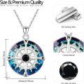 wholesale 925 Sterling Silver Blue Zircon Nautical Compass Pendant Necklace-0-5