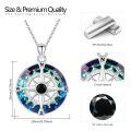 wholesale 925 Sterling Silver Blue Zircon Nautical Compass Pendant Necklace-0-5