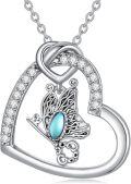 wholesale 925 Sterling Silver Butterfly Heart Pendant Necklace for Women Girls Gifts Mothers Day Birthdays Christmas-0-0