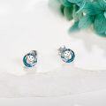 wholesale 925 Sterling Silver Blue Crystal Axolotl Stud Earrings for Women Girls Gifts Jewelry 4g-0-3
