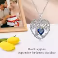 TOUPOP Sterling Silver Sapphire Tree Of Life Pendant Necklace-0-3