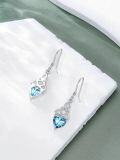 wholesale 925 Sterling Silver Heart Birthstone Celtic Knot Dangle Leverback Earrings-0-111