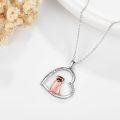 wholesale 925 Sterling Silver Heart-Shaped Otter Pendant Necklace with Cubic Zirconia Gifts for Women-0-1