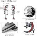 wholesale Gold 925 Sterling Silver CZ Sparkling Crescent Moon & Stars Dangle Drop Earrings with Chain 2 Long-0-10