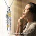 wholesale 925 Sterling Silver Cylinder Pendant with Tree of Life and Gold Sunflowers Keepsake Memorial Jewelry for Ashes-0-4