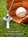wholesale 925 Sterling Silver Sports Fan Gift - Baseball Glove & Ball Pendant Necklaces for Men-0-1