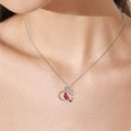wholesale 925 Sterling Silver Red Enamel Cardinal Heart Pendant Necklace - Angel Sympathy Jewelry for Women-0-1